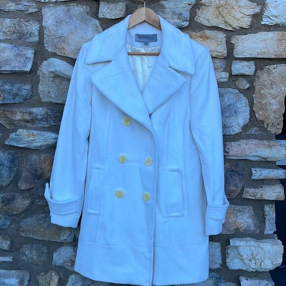 Anne Klein White Angora Wool Peacoat Double Breasted Jacket Size Large (40) - Picture 12 of 12